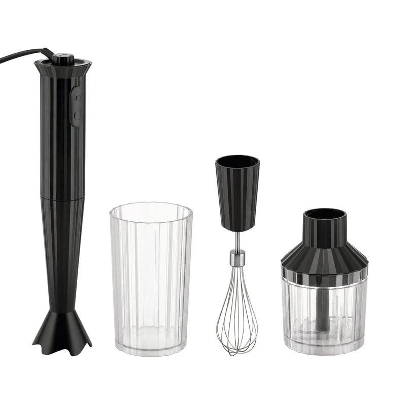 Alessi Plissé Hand Blender With Whisk And Chopper, Black 3 Alessi Plissé Hand Blender With Whisk And Chopper, Black