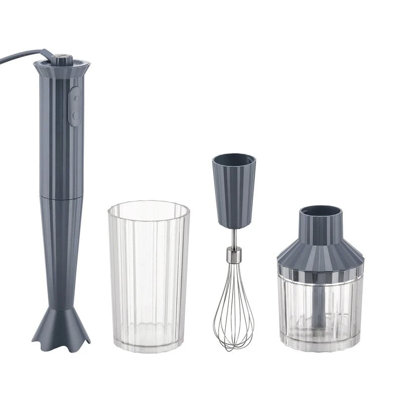 Alessi Plissé Hand Blender With Whisk And Chopper, Grey 3 Alessi Plissé Hand Blender With Whisk And Chopper, Grey