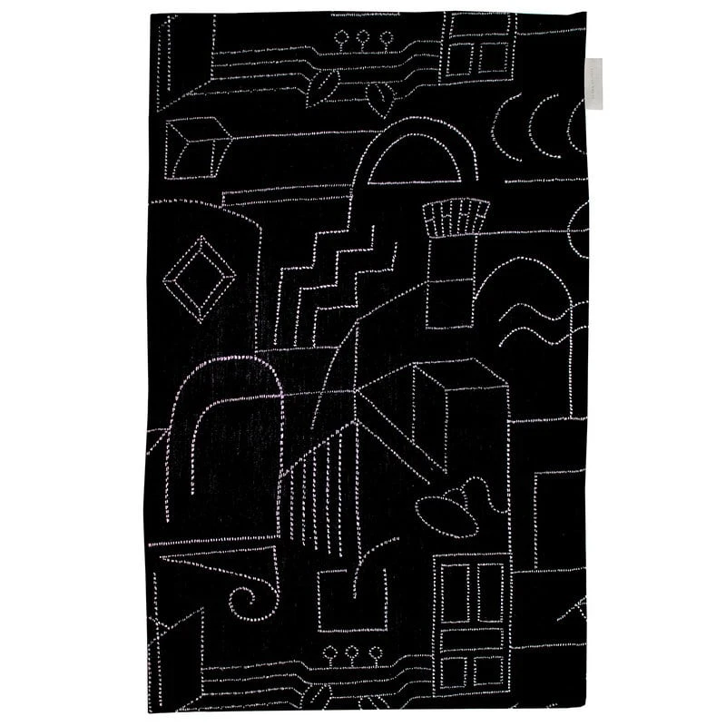Saana Ja Olli Unien Talo Tea Towel/placemat, Black 2 Saana Ja Olli Unien Talo Tea Towel/placemat, Black