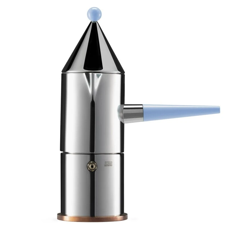 Alessi La Conica Manico Lungo Espresso Coffee Maker, Steel - Light Blue 3 Alessi La Conica Manico Lungo Espresso Coffee Maker, Steel - Light Blue