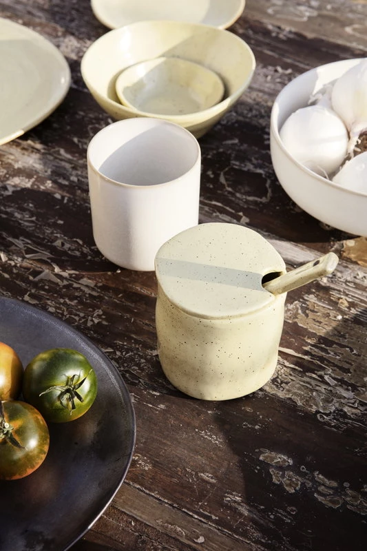 Ferm LIVING Flow Jam Jar With Spoon, Yellow Speckle 4 Ferm LIVING Flow Jam Jar With Spoon, Yellow Speckle - Image 2