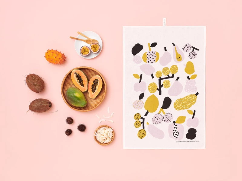 Kauniste Tutti Frutti Tea Towel, Olive Green 4 Kauniste Tutti Frutti Tea Towel, Olive Green - Image 2