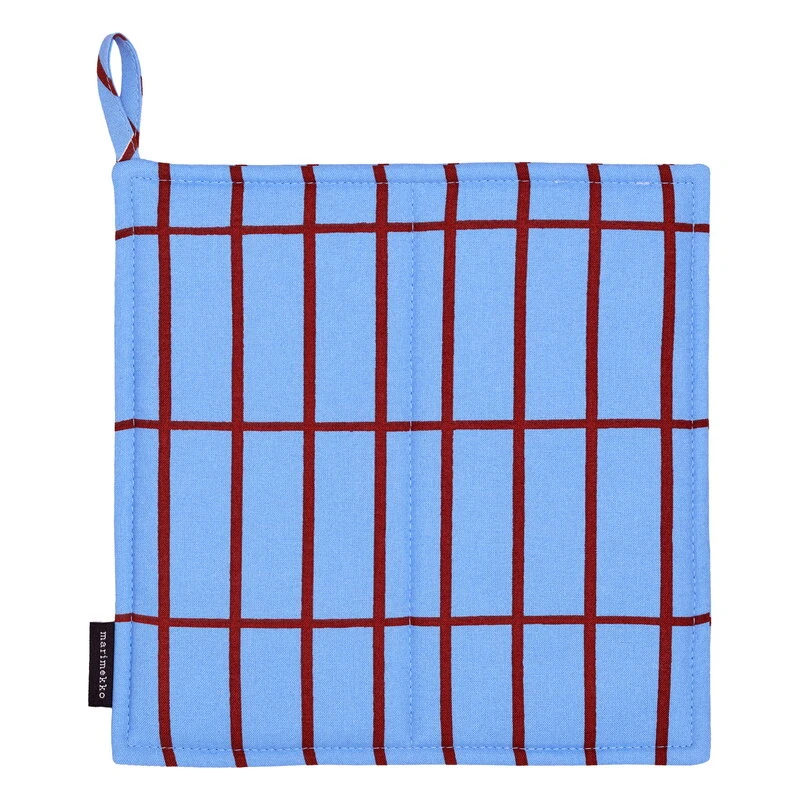 Marimekko Pieni Tiiliskivi Pot Holder, Light Blue - Reddish Brown 3 Marimekko Pieni Tiiliskivi Pot Holder, Light Blue - Reddish Brown