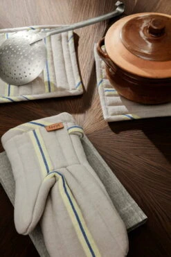 Ferm LIVING Hale Pot Holder, Set Of 2, Oyster - Lemon - Bright Blue -Kitchen Utensils Sale fermLIVING SS22 HaleOvenMitt HalePotHolders image 1