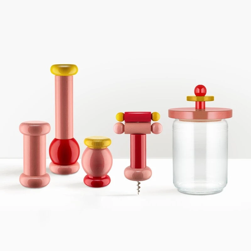 Alessi Sottsass Grinder, Small, Pink - Yellow - Red 4 Alessi Sottsass Grinder, Small, Pink - Yellow - Red - Image 2