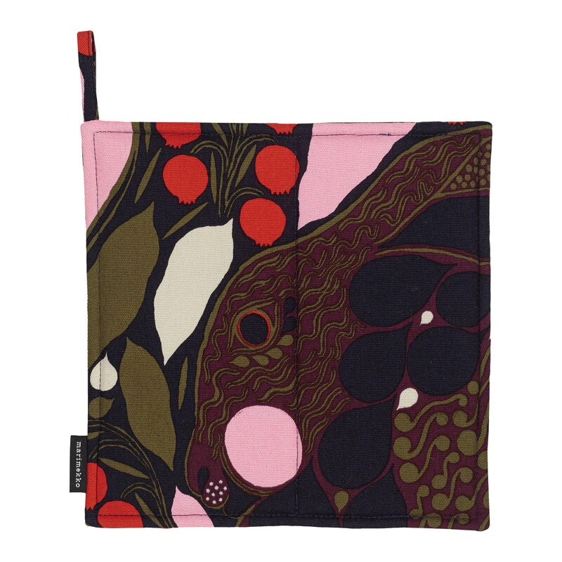 Marimekko Pieni Rusakko Pot Holder, Dark Blue - Red - Brown 3 Marimekko Pieni Rusakko Pot Holder, Dark Blue - Red - Brown